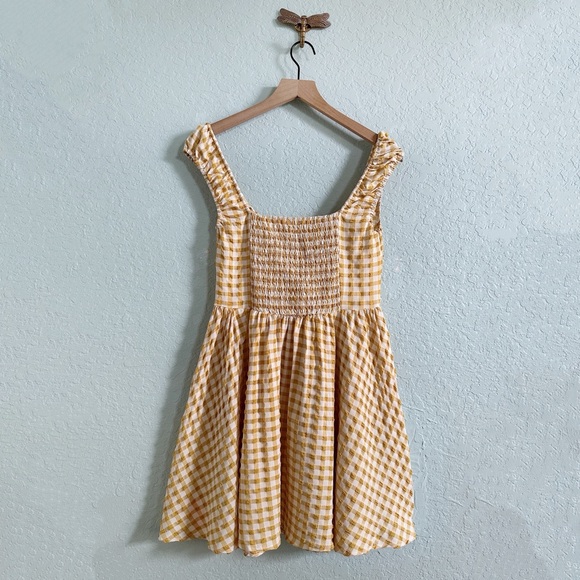 NWT•Cider•Yellow & White Gingham Mini Dress•Retro - Picture 7 of 12